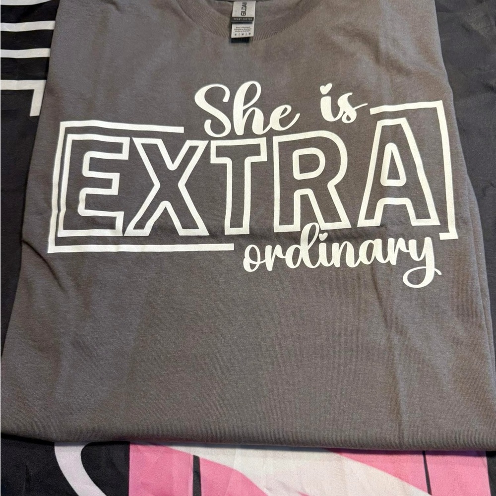 Gray Graphic Tee with White Print